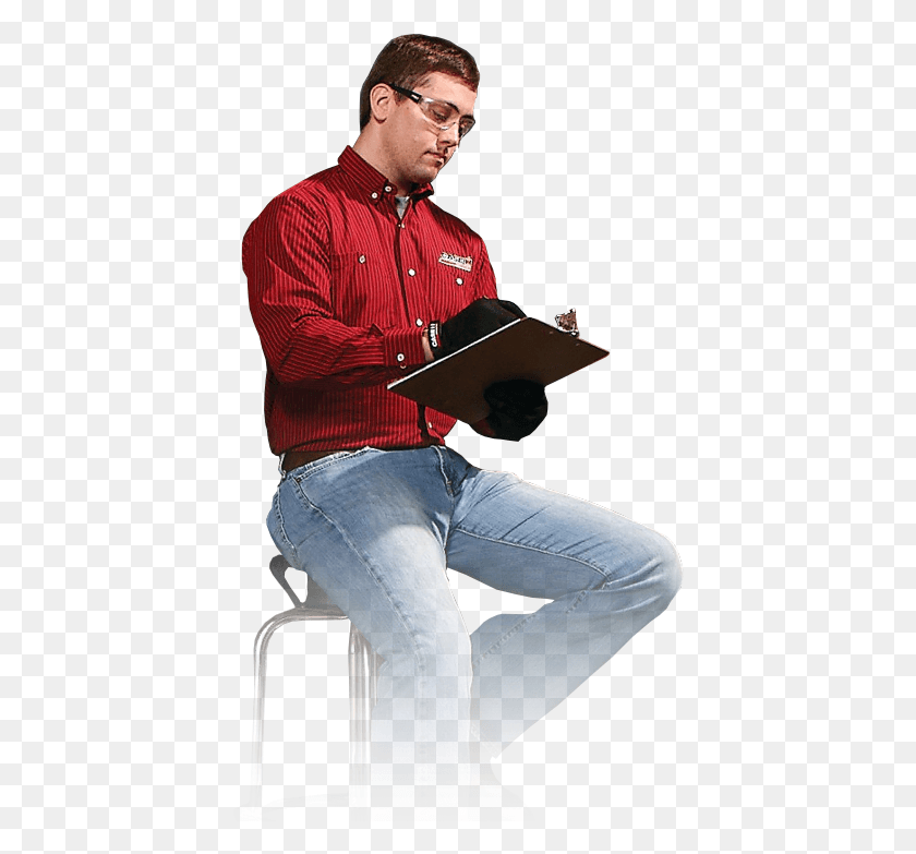 414x723 Service Guy Sitting, Pants, Clothing, Apparel HD PNG Download