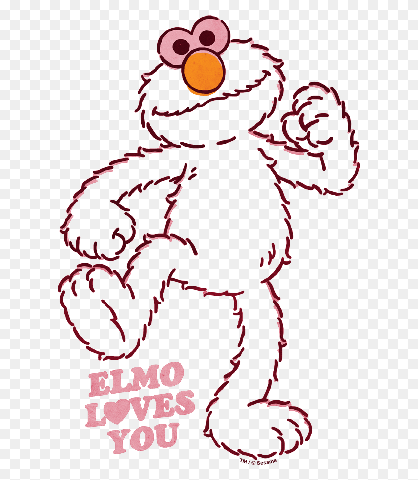 609x903 Sesame Street Elmo Loves You Men39s Heather T Shirt Cartoon, Alien, Cupid HD PNG Download