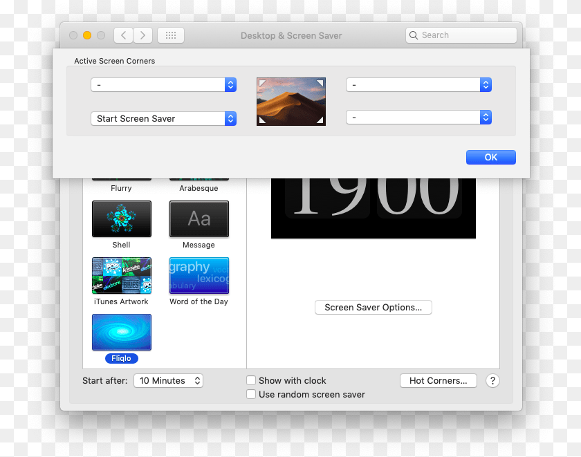 Set Hot Corners Screensaver, File, Webpage Transparent PNG