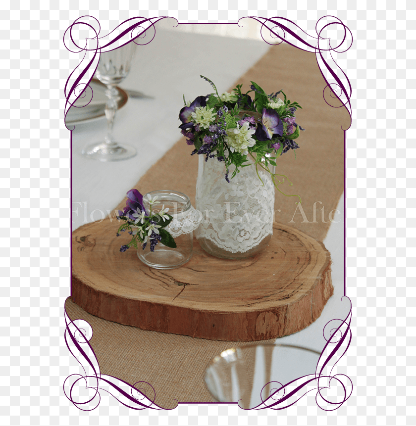 587x801 Set Of 2 Purple Rustic Floral Jar Centerpiece Gorgeous Australiana Rustic Christmas Tree, Plant, Flower, Blossom HD PNG Download