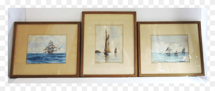 1001x383 Set Of 3 Nautical Watercolours Signed A Picture Frame, Canvas HD PNG Download