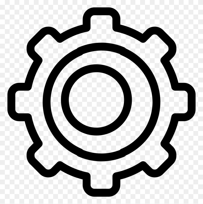 982x984 Settings Gear Symbol Outline In A Circle Svg Icon Black Settings Outline, Machine, Grenade, Bomb HD PNG Download