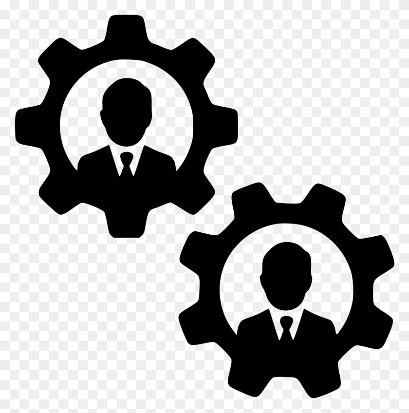 981x992 Settings Users Men Teamwork Cogs Gears Comments Icon, Stencil, Machine, Gear HD PNG Download