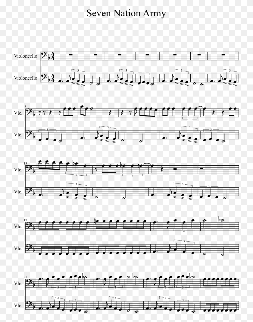 749x1007 Seven Nation Army Cello Duet Stardust Speedway Bad Future Sheet Music, Gray, World Of Warcraft HD PNG Download