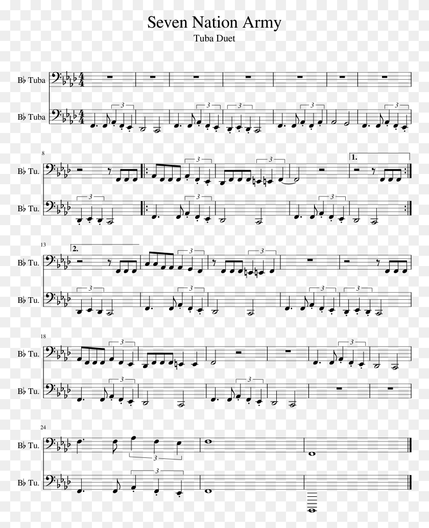 773x972 Seven Nation Army Sheet Music 1 Of 1 Pages Seven Nation Army Tuba Duet, Gray, World Of Warcraft HD PNG Download