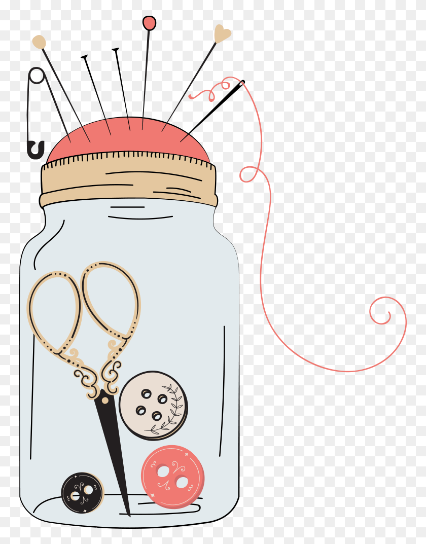 765x1013 Sewing Clipart Button Needle Sewing Clipart Transparent, Jar, Bottle, Weapon HD PNG Download