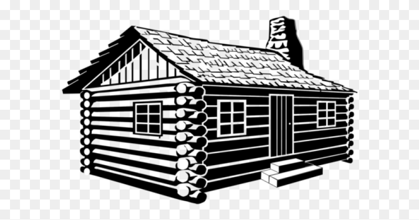 596x381 Shack Clipart Stilt House Log Cabin Line Drawing, Minecraft, Stencil, Scoreboard HD PNG Download