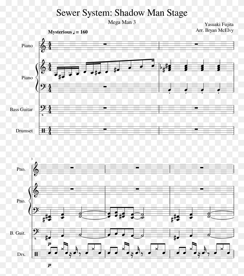 773x887 Shadow Man Stage Sheet Music Composed By Yasuaki Fujita We Wish You A Merry Christmas, Gray, World Of Warcraft HD PNG Download