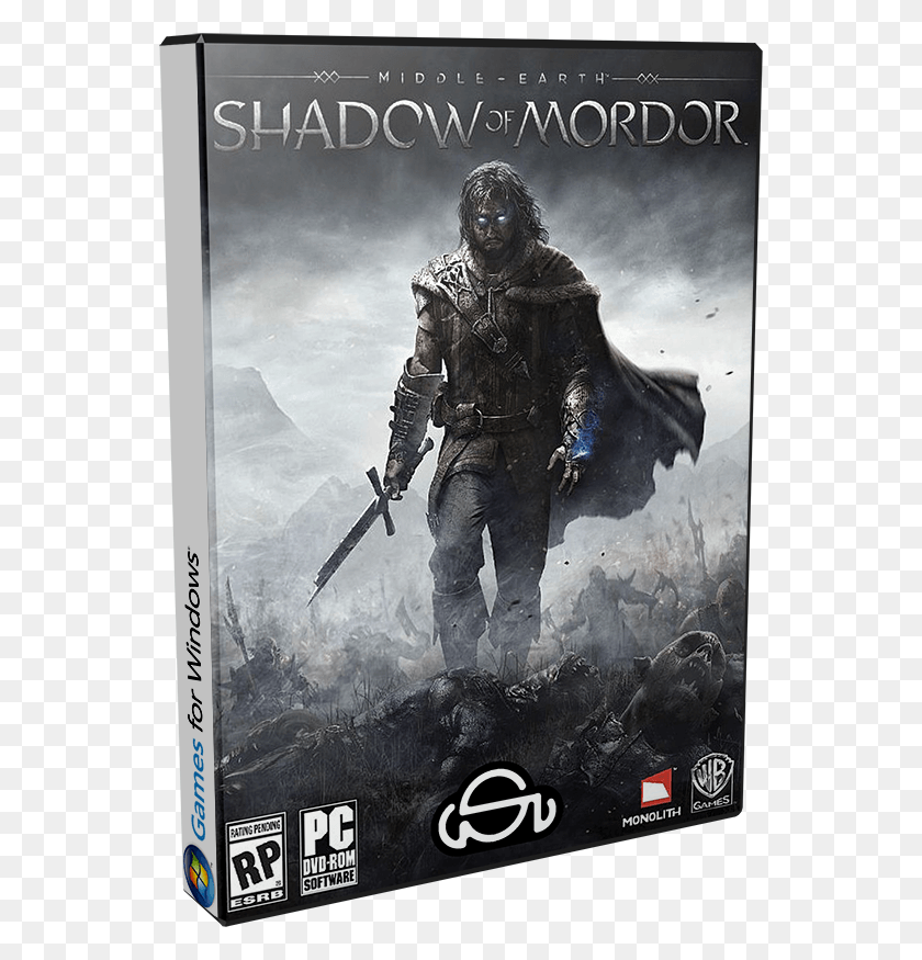 550x815 Shadow Of Mordor Pc Middle Earth Shadow Of Mordor Xbox One, Poster, Advertisement, Person HD PNG Download