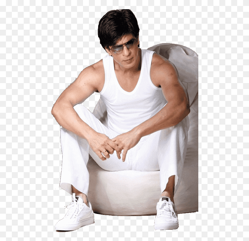 498x752 Shahrukh Khan Sitting On Bean Bag Shah Rukh Khan, Clothing, Apparel, Undershirt HD PNG Download