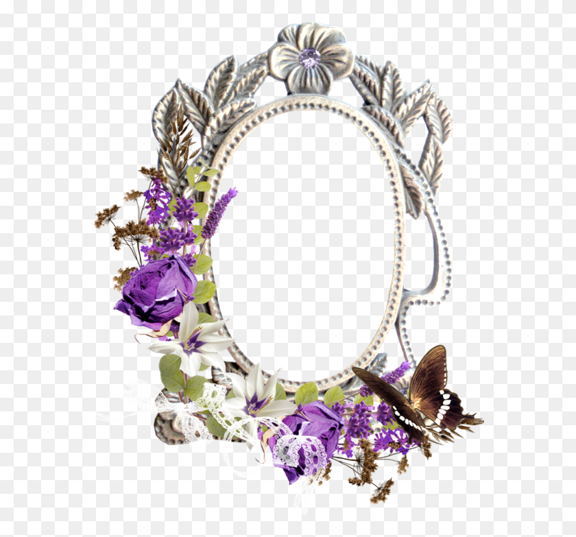 572x723 Share On Facebook Watercolor Corner Purple Flower Border, Plant, Pattern, Flower HD PNG Download