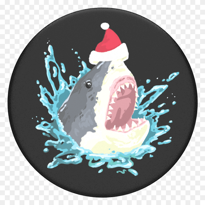 823x824 Descargar Png Shark Ate Santa Popsockets Shark Santa, Pastel De Cumpleaños, Pastel, Postre Hd Png