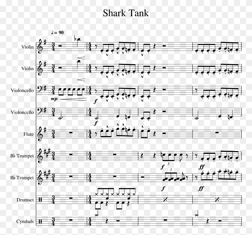 773x724 Shark Tank Entrance Music Sheet Music For Violin Flute Shark Tank Music Sheet, Gray, World Of Warcraft HD PNG Download