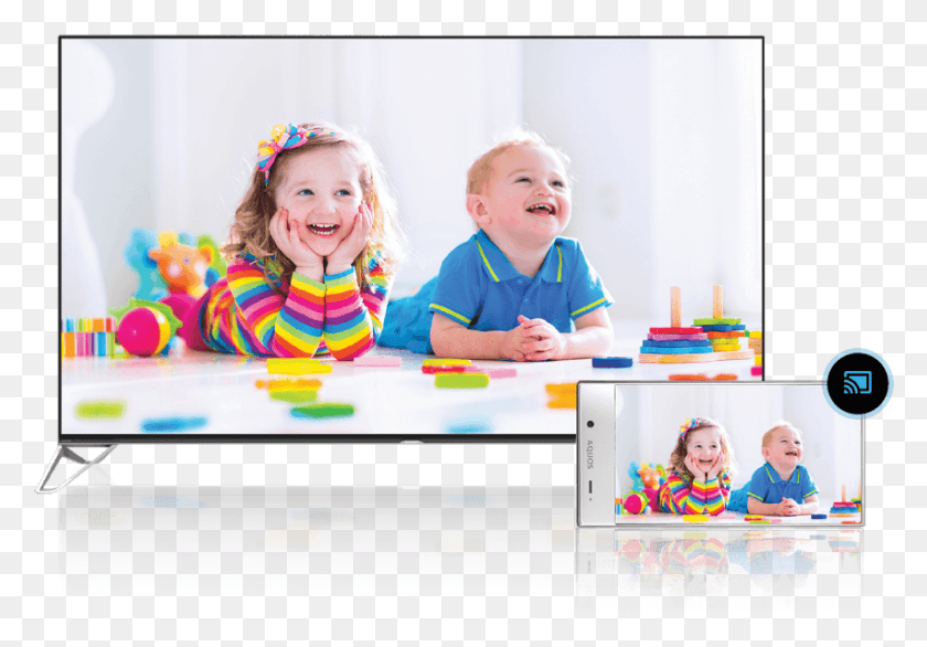 851x574 Descargar Png Sharp Tv Con Chromecast Integrado Niño, Persona, Rostro, Mujer Hd Png