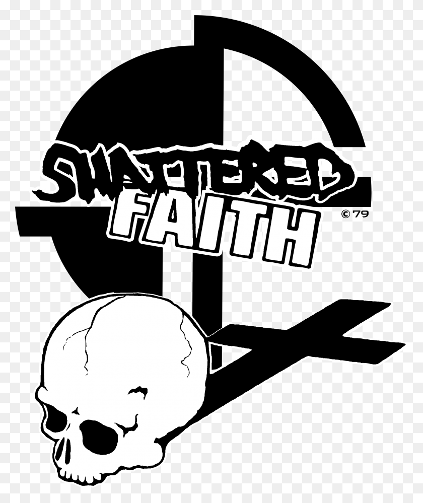 2400x2890 Shattered Faith Composet Logo Black And White Logos Faith, Text, Face, Stencil HD PNG Download