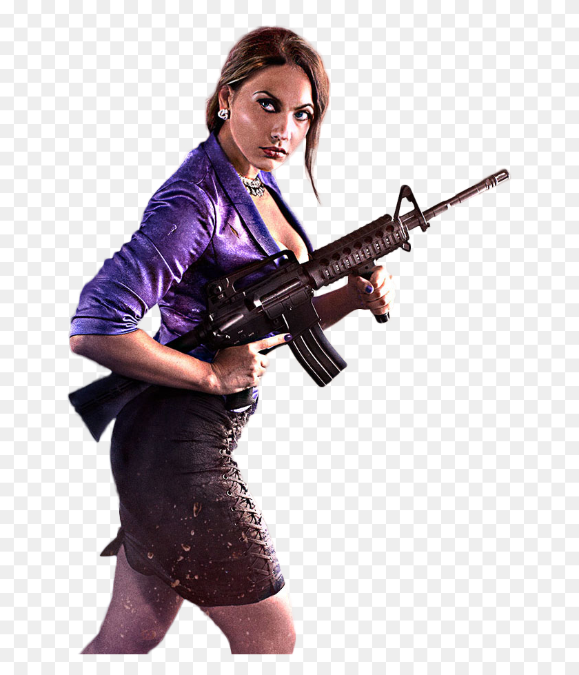 647x919 Shaundi Carrying An M16 In Saints Row Iv Promo Viola Saints Row Art, Person, Human, Gun HD PNG Download