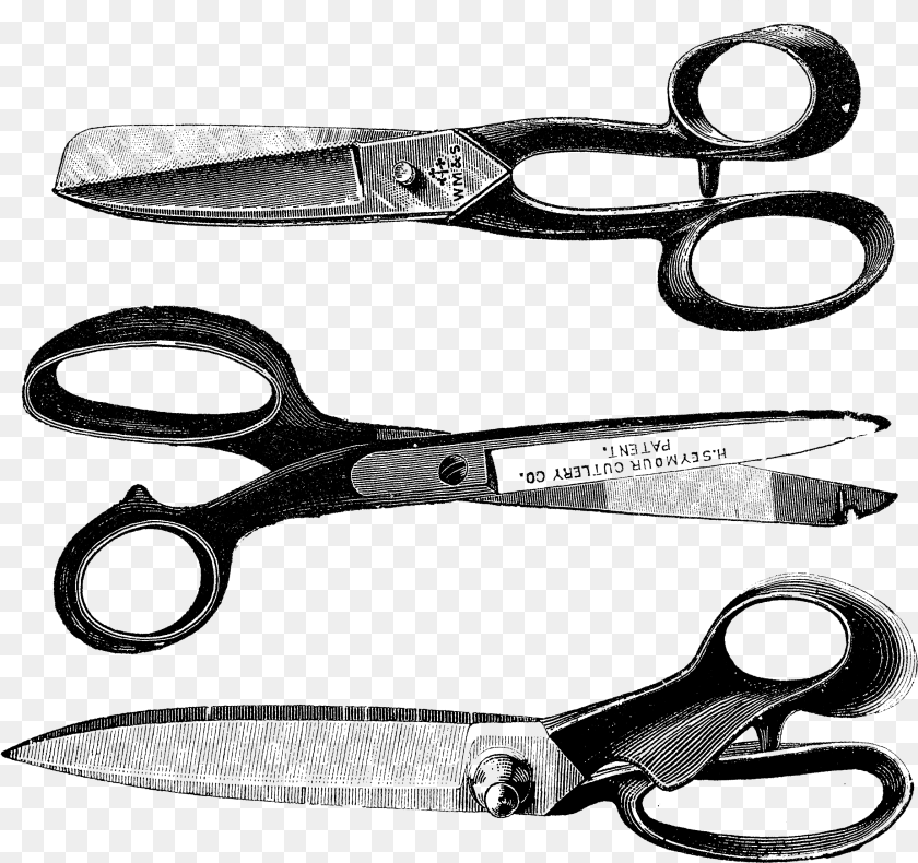 Shears Clipart Vintage Vintage Scissors, Gray PNG