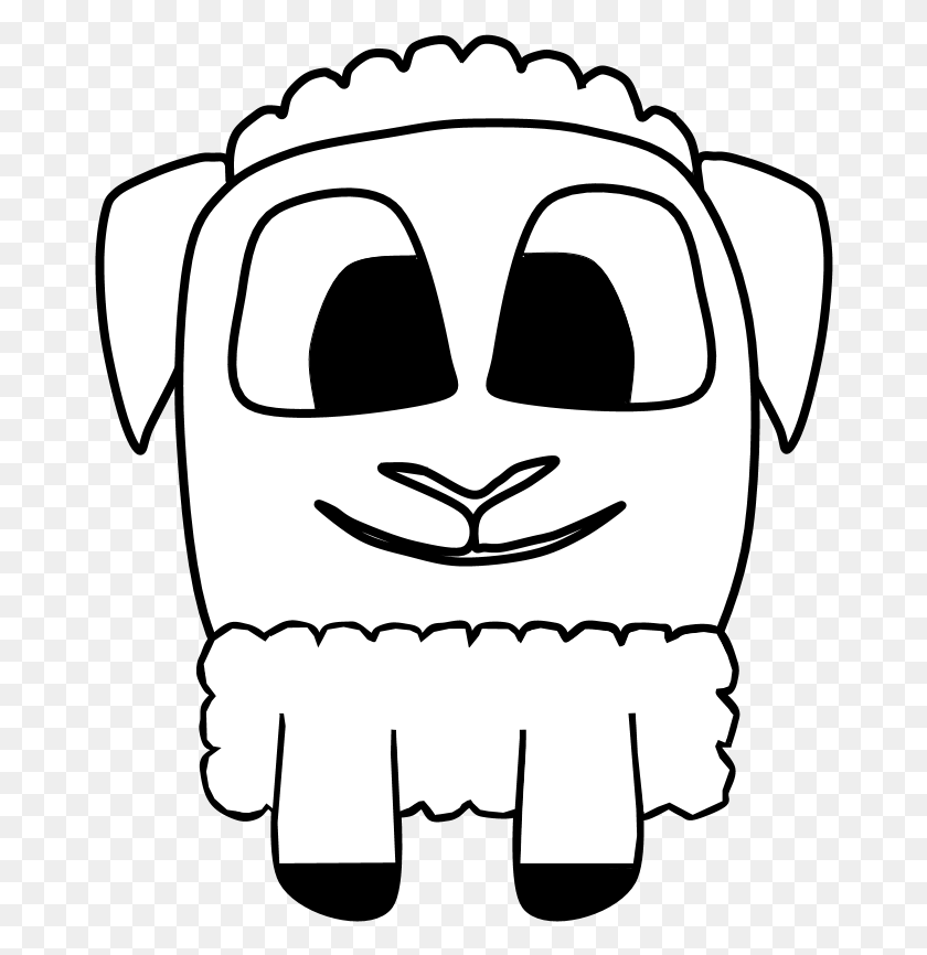 670x806 Sheep Big Eyes Black And White Cartoon Animal, Stencil, Performer, Hoodie HD PNG Download