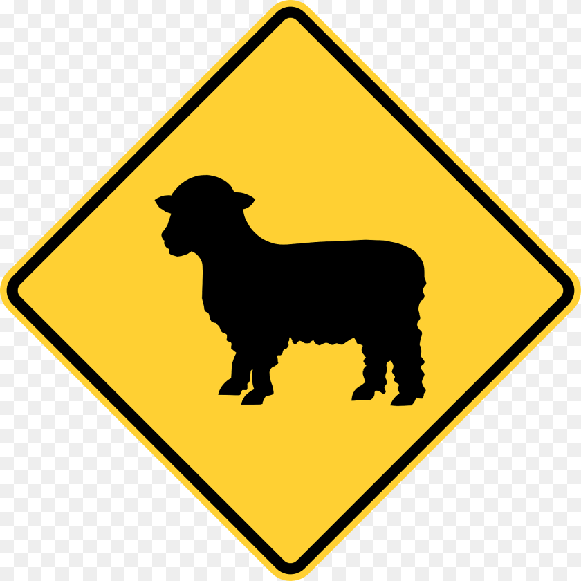 1920x1920 Sheep Crossing Clipart, Sign, Symbol, Road Sign, Animal Sticker PNG