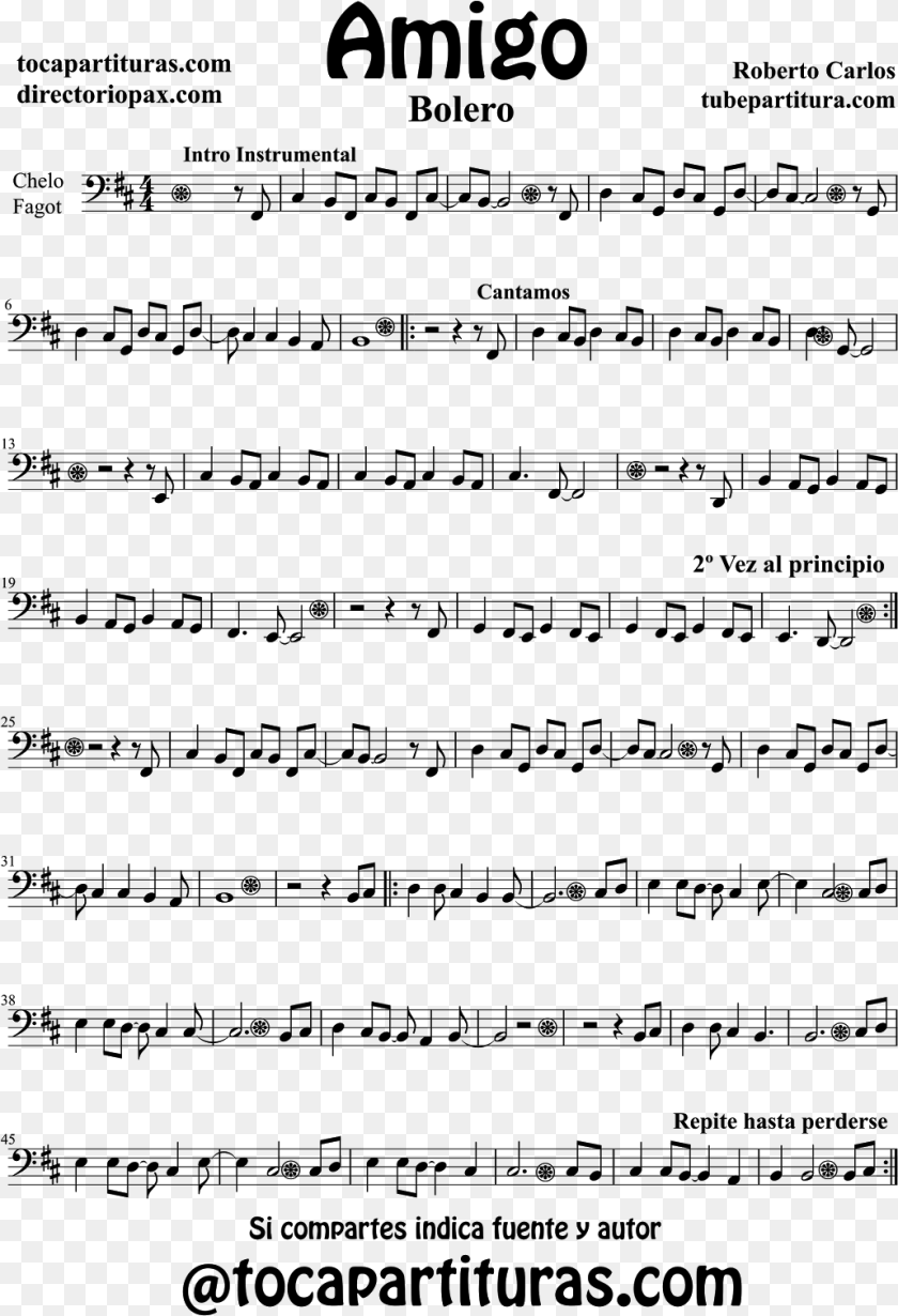 1031x1510 Sheet Music Cello And Bassoon Amigo Partitura De Chelo Partituras De Roberto Carlos, Gray PNG