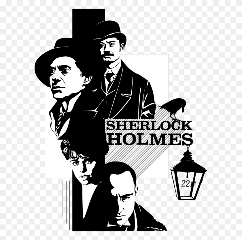 600x774 Sherlock Holmes Sherlock Holmes Black And White Art, Stencil, Person, Human HD PNG Download