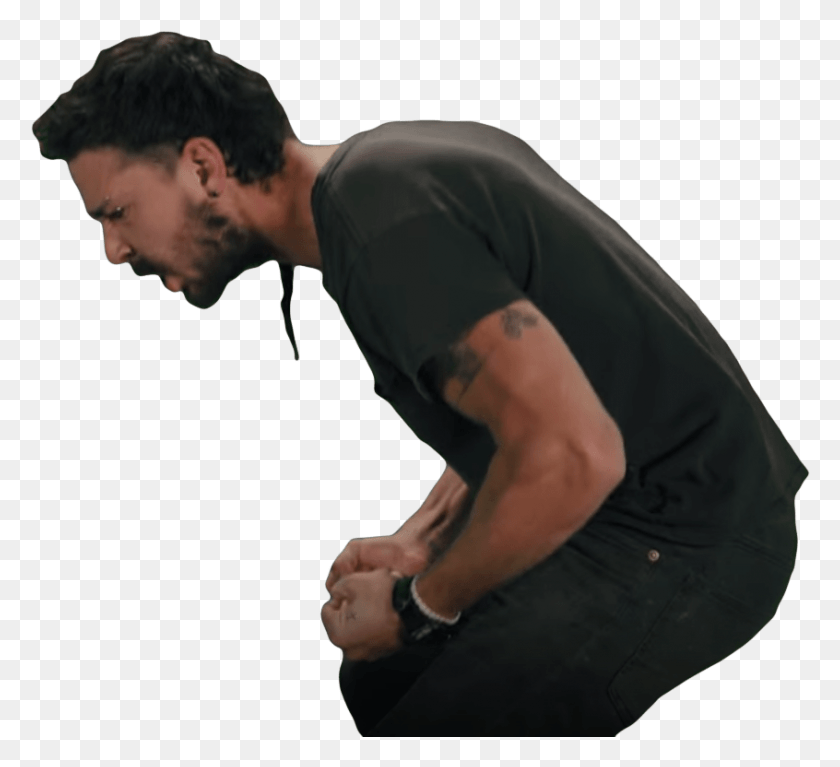 846x767 Shia Labeouf Squat Just Do It Shia Labeouf Transparent Sticker, Person, Human, Sleeve HD PNG Download