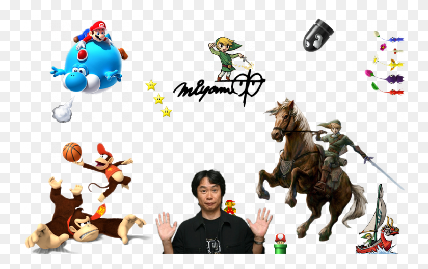 750x469 Descargar Png Shigeru Miyamoto La Leyenda De Zelda Twilight Princess Caballo, Persona, Mamífero Hd Png