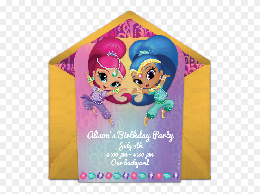 535x567 Shimmer And Shine Diecut Online Invitation Shimmer And Shine, Envelope, Mail, Greeting Card HD PNG Download