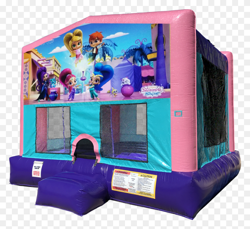 857x779 Descargar Png Shimmer And Shine Sparkly Pink Bounce House Rentals Lol Surprise Bounce House, Inflable, Máquina De Juego De Arcade Hd Png