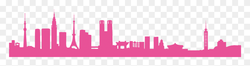 1945x406 Shinjuku Building Illustration Silhouette Tokyo Japan Skyline Silhouette, Text, Graphics HD PNG Download