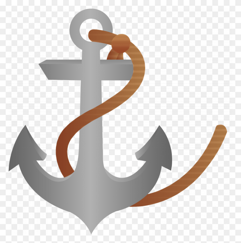 817x824 Ship Anchor Clipart With Rope Free Ship Anchor Clipart, Cross, Symbol, Hook HD PNG Download