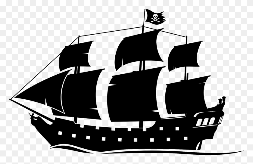 1777x1106 Ship Black Pearl Boat Piracy Clip Art Pirate Ship Black And White, Locomotive, Train, Vehicle HD PNG Download
