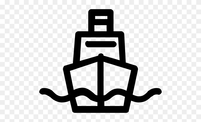512x512 Ship Shipping Steamboat Icon With And Vector Format For, Gray PNG