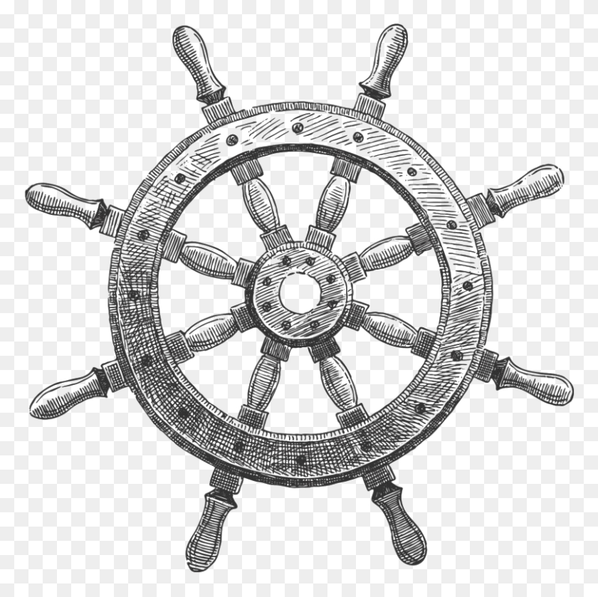 809x808 Ship Steering Wheel Drawing, Chandelier, Lamp, Machine Descargar Hd Png