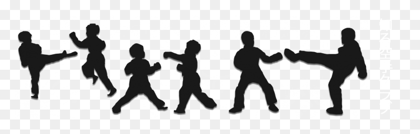 1121x301 Shiru Karate Academy Kids Martial Arts Silhouette, Person, Human, Symbol HD PNG Download