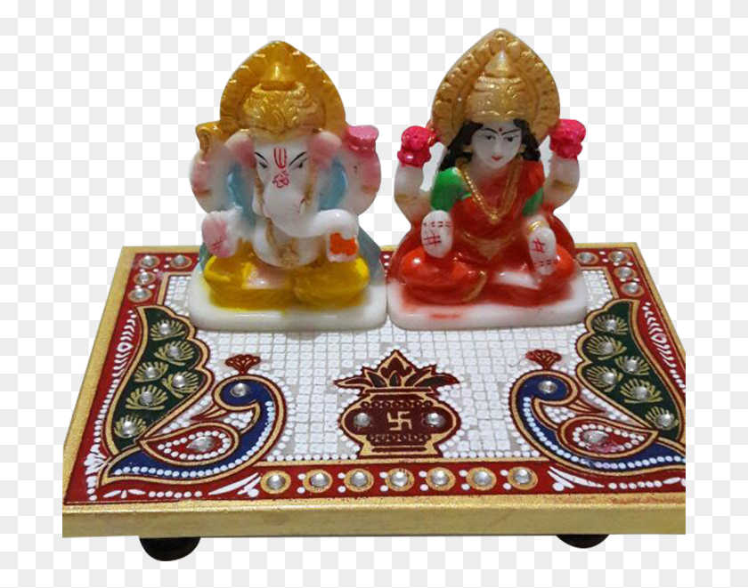 701x601 Shiva Arts Laxmi Ganesh Chowki From Rajasthan Figurine, Birthday Cake, Cake, Dessert HD PNG Download