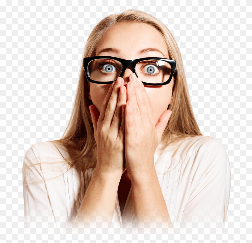 700x751 Shocked Shocked Woman Face, Glasses, Accessories, Accessory Descargar Hd Png