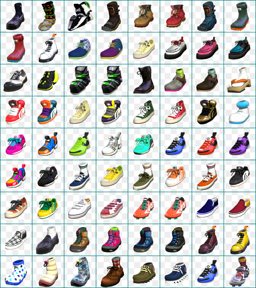 1042x1172 Shoe Icons Video Game Sprites Game Icon Wii U Shoes Splatoon 2 All Shoes, Clothing, Footwear, Sneaker Sticker PNG