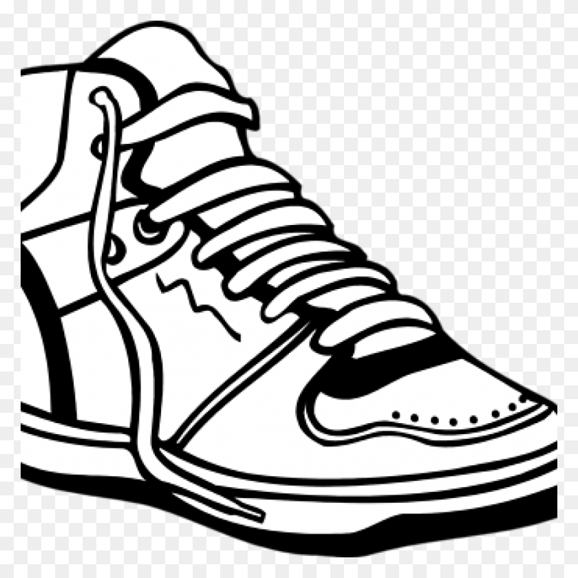 1024x1024 Shoes Clipart Black And White Food Clipart Hatenylo Clip Art Of Shoe In Black And White, Clothing, Apparel, Footwear HD PNG Download