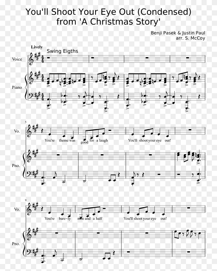 750x987 Shoot Your Eye Out From 39a Christmas Story39 Dont Threaten Me With A Good Time Sheet Music Tenor, Gray, World Of Warcraft HD PNG Download