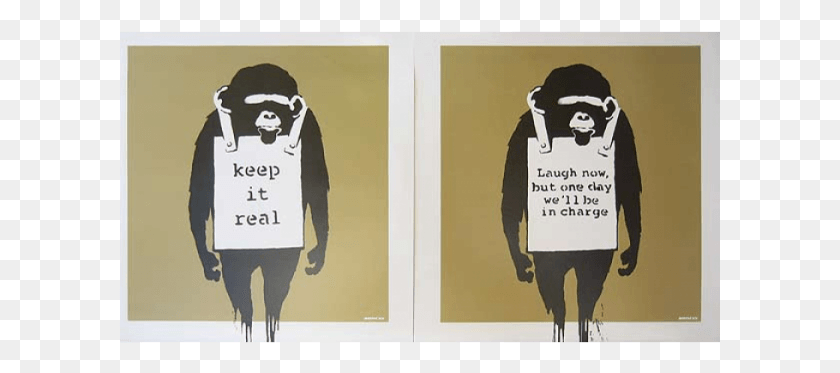 601x313 Shop By Category Artist And Price Banksy Monkey, Label, Text, Poster HD PNG Download