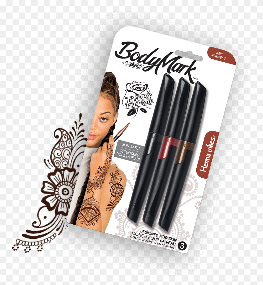 767x851 Shop Now A Promotional Image Bodymark By Bic Tattoo Marker, Cosmetics, Person, Human HD PNG Download