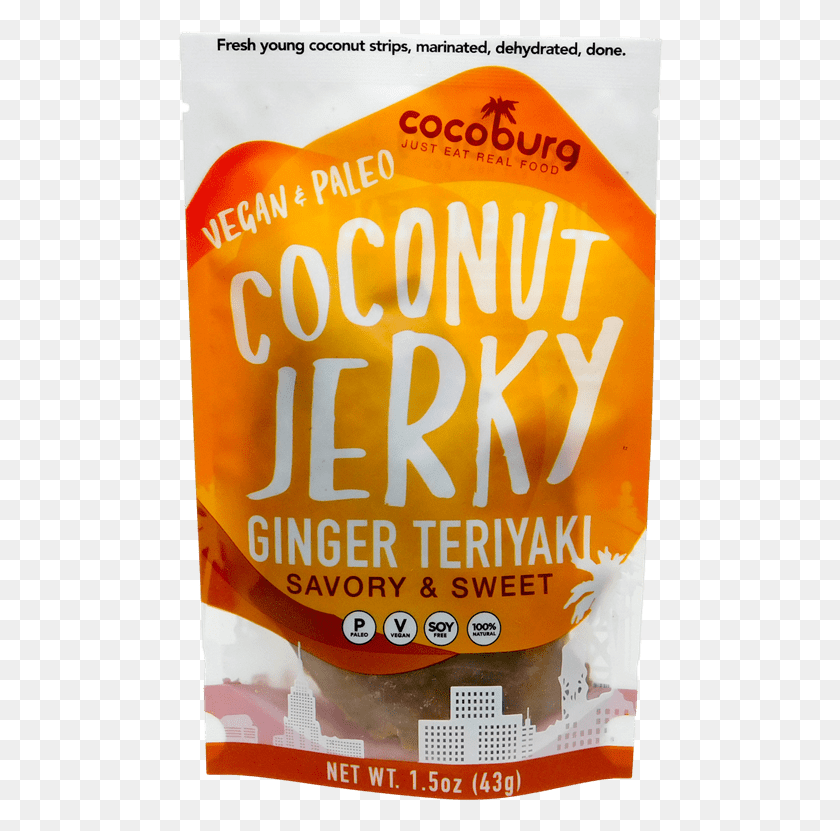 486x771 Shopaip Healthy Foods Cocoburg Coconut Jerky Ginger Flyer, Плакат, Реклама, Бутылка Hd Png Скачать