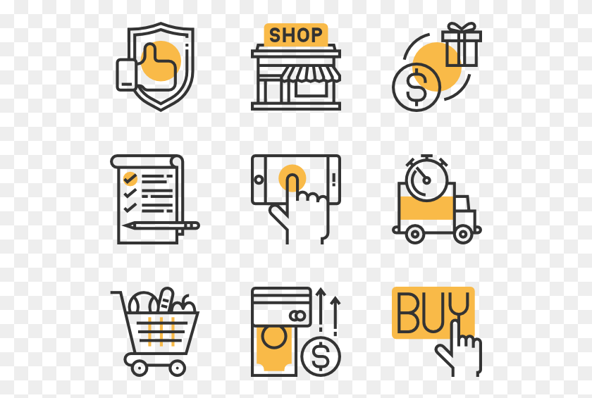 529x505 Shopping And Retail Free Icons Shop Icon Banner Operating System Icon, Text, Symbol, Pac Man HD PNG Download