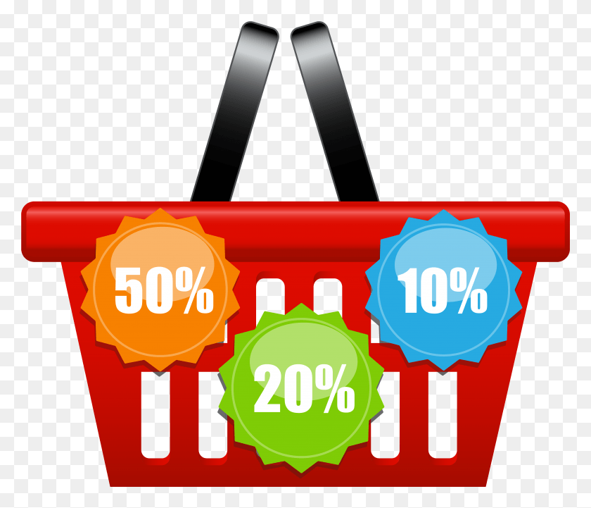 4811x4079 Shopping Basket With Discount Icons Clip Art Image Offer Shopping Icon, Sweets, Food, Confectionery HD PNG Download