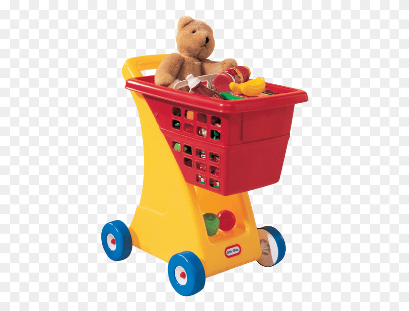 428x579 Shopping Cart Transparent Image Little Tikes Shopping Cart, Toy, Teddy Bear, Basket HD PNG Download
