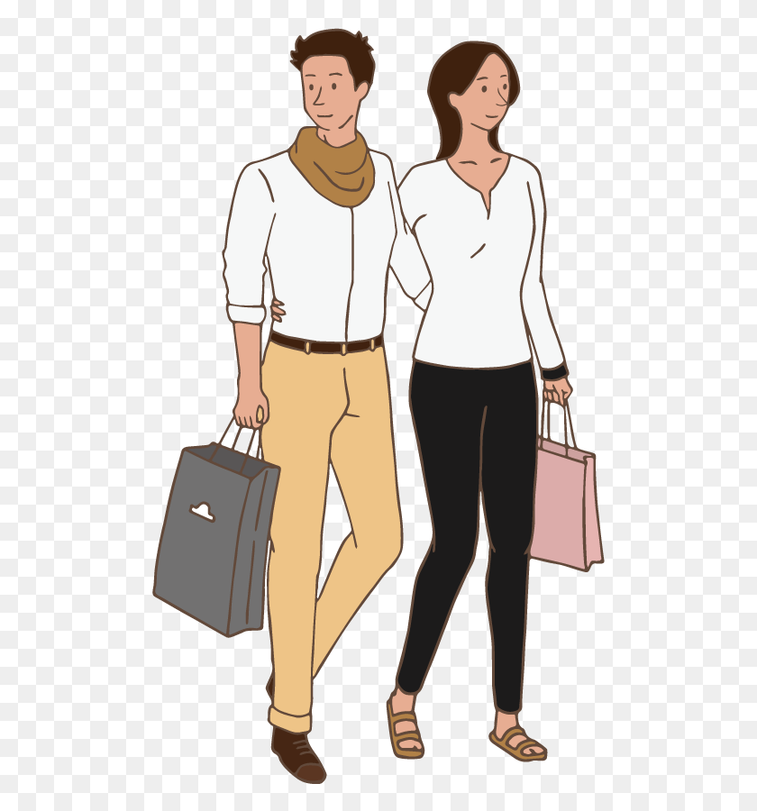 503x840 Shopping Transparent Couple Shoulder Bag, Clothing, Apparel, Person Descargar Hd Png