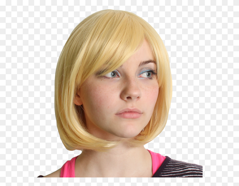 585x592 Short Blonde Wig Amazon Blond, Hair, Face, Person HD PNG Download