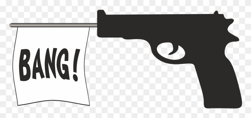 961x415 Short Gun Cartoon Transparent, Weapon, Weaponry, Handgun HD PNG Download