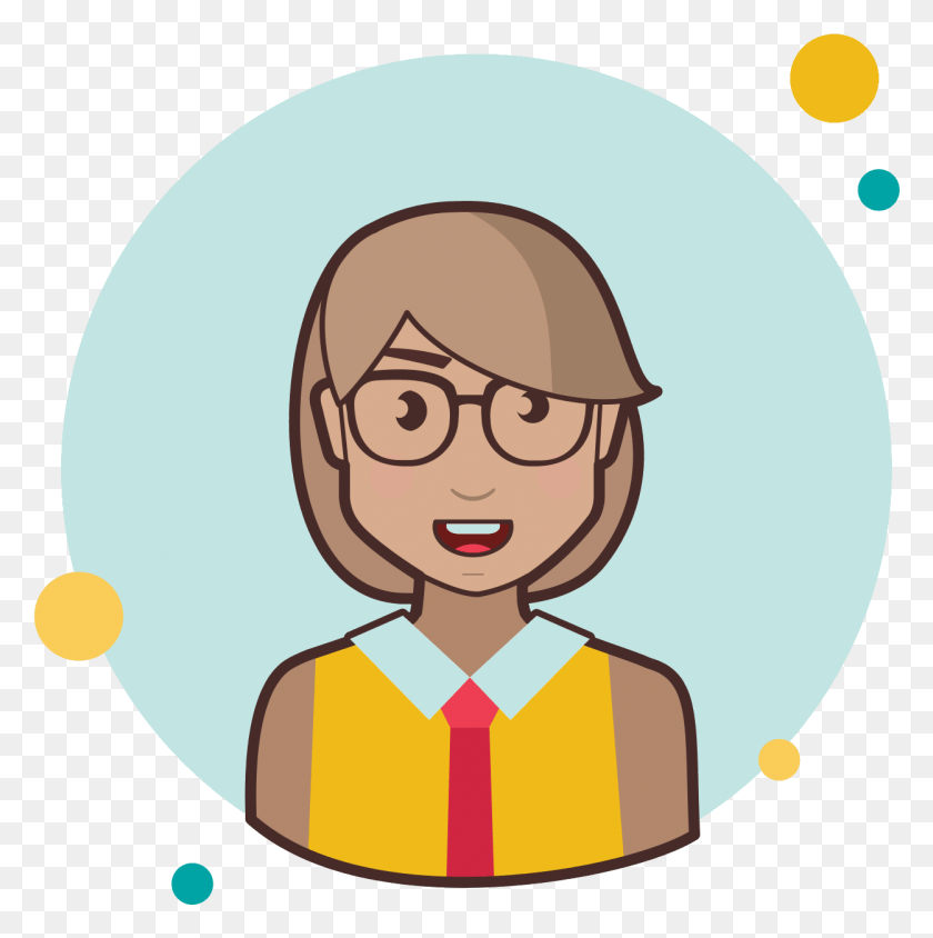 1250x1258 Short Hair Business Lady With Glasses Icon Icon, Face, Label, Text HD PNG Download